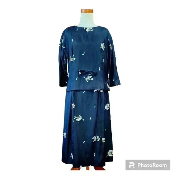 Vintage 60s Silk Jeunesse Couture Set Hand Painted - Picture 12 of 13